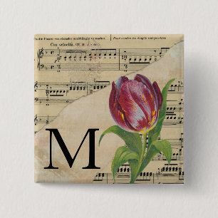 Lila Tulip Lakan Music Monogram Initial me Knapp
