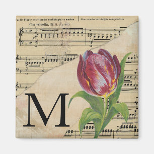 Lila Tulip Lakan Music Monogram Initial me Magnet