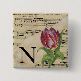 Lila Tulip Lakan Music Monogram Initial N Knapp
