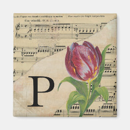 Lila Tulip Lakan Music Monogram Initial P Magnet