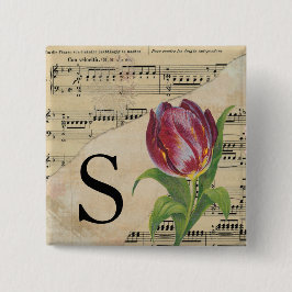 Lila Tulip Lakan Music Monogram Initial S Knapp