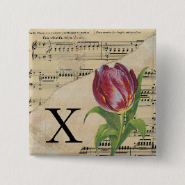 Lila Tulip Lakan Music Monogram Initial X Knapp