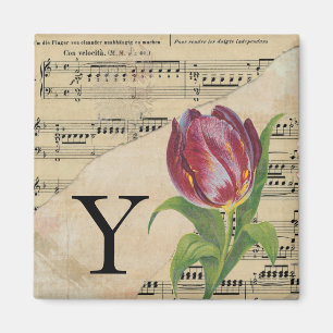 Lila Tulip Lakan Music Monogram Initial Y Magnet