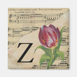 Lila Tulip Lakan Music Monogram Initial Z Magnet