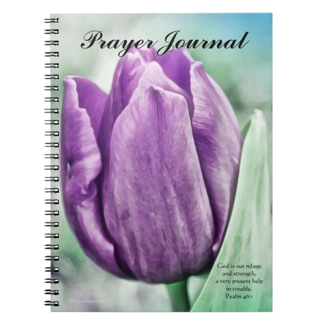 Lila Tulip Prayer Journal Anteckningsbok (Framsidan)