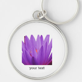 Lila Tulip Rund Silverfärgad Nyckelring