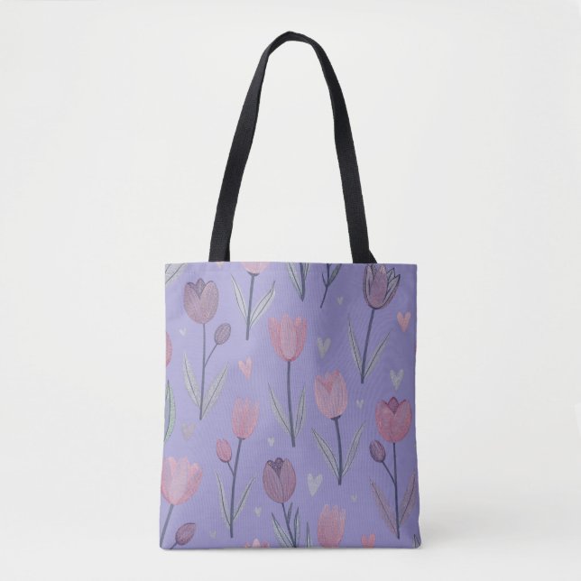Lila Tulip Totebag Tygkasse (Framsida)