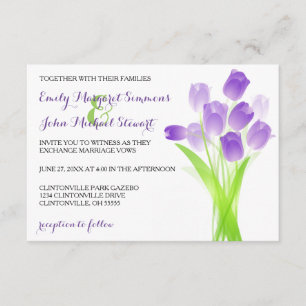 Lila Tulips - 3 x 5 bröllopsinbjudan Inbjudningar