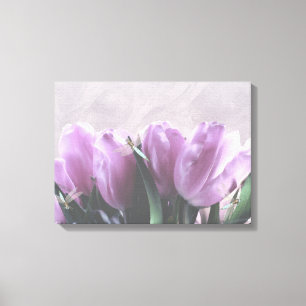 Lila Tulips Aqua Dragonflies Canvas Wall Decor