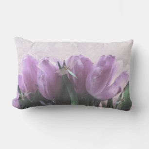 Lila Tulips Aqua Dragonflies Lumbar Cushions Lumbarkudde