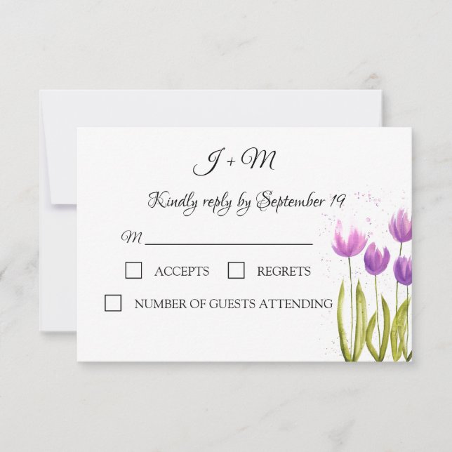 Lila Tulips Blommigt blommor Vår bröllop OSA Kort (Framsida)