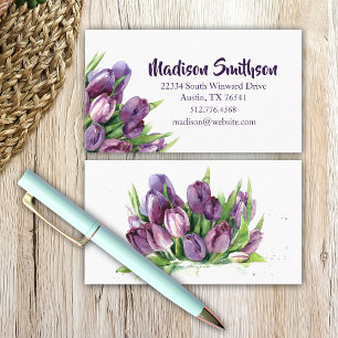 Lila Tulips Blommigt Watercolor Business/