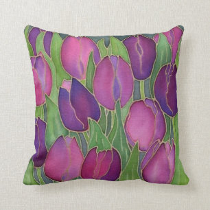 Lila Tulips Design Dekorativ kudde