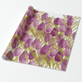 Lila Tulips Elegant Vattenfärg Presentpapper