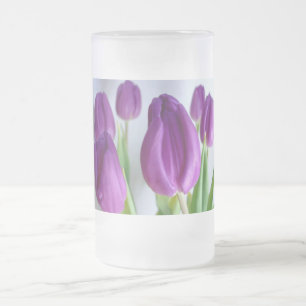 Lila Tulips Frostat Ölglas