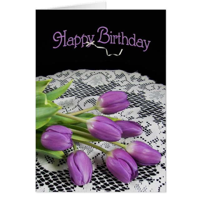 Lila Tulips Hälsningskort (Framsidan)