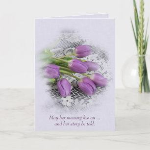 Lila Tulips on Snöre Sympathy Kort