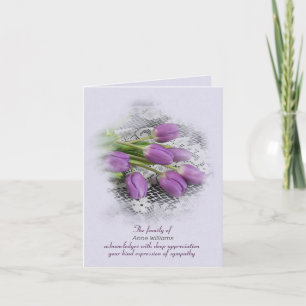 Lila Tulips on Snöre Sympathy Tack You Card Kort