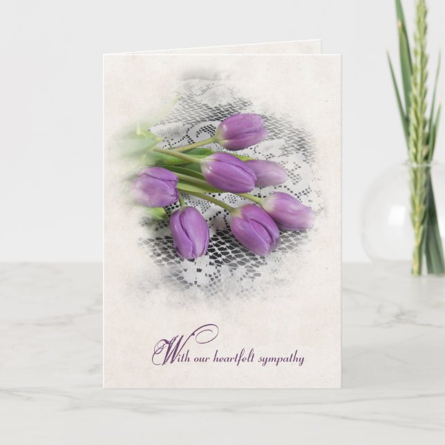 Lila Tulips på Snöre Sympathy Card Kort (Framsida)
