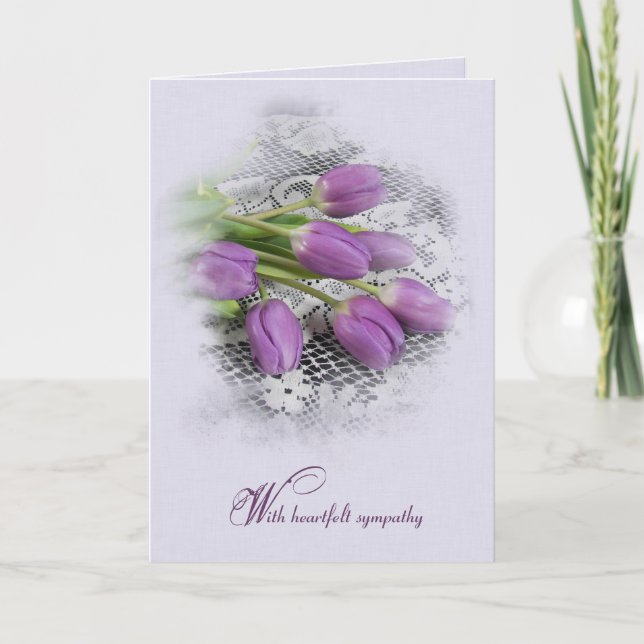 Lila Tulips på Snöre Sympathy Card Kort (Framsida)
