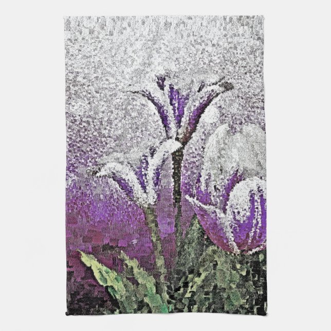 Lila Tulips - Painting Art Kitchen Towel Kökshandduk (Vertikal)