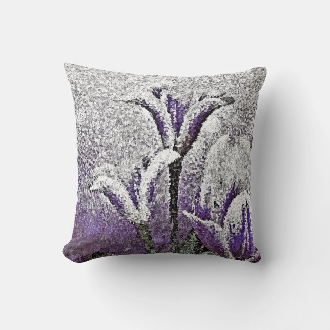 Lila Tulips - Pillow för målning Kudde (Framsida)