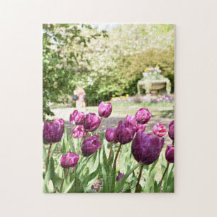 Lila Tulips Regents Park Flowers London England Pussel