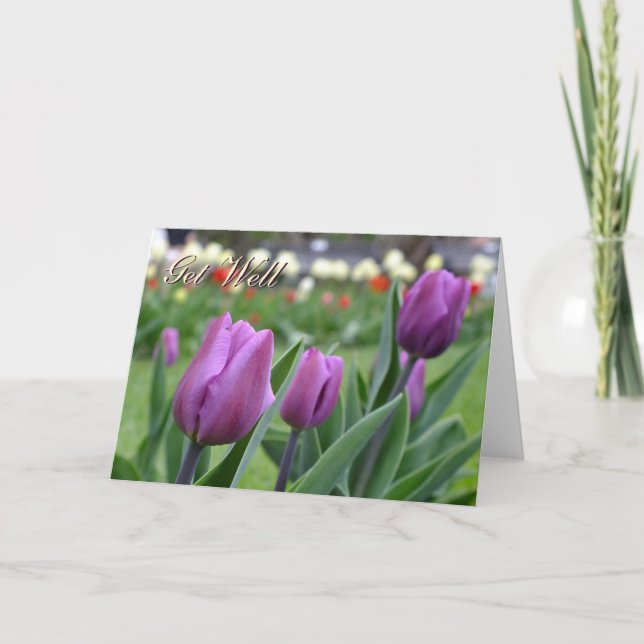 Lila Tulips - Skaffa bra anpassning Kort (Framsida)