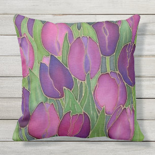 Lila Tulips utformning utomhus Kudde