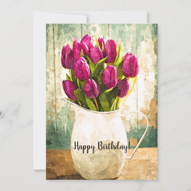 Lila Tulips, Vår Bouquet Birthday Art (Framsida)