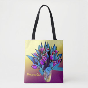 Lila Tulips Watercolor Personalize Tygkasse