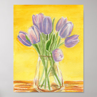 Lila Tulips Watercolor Poster