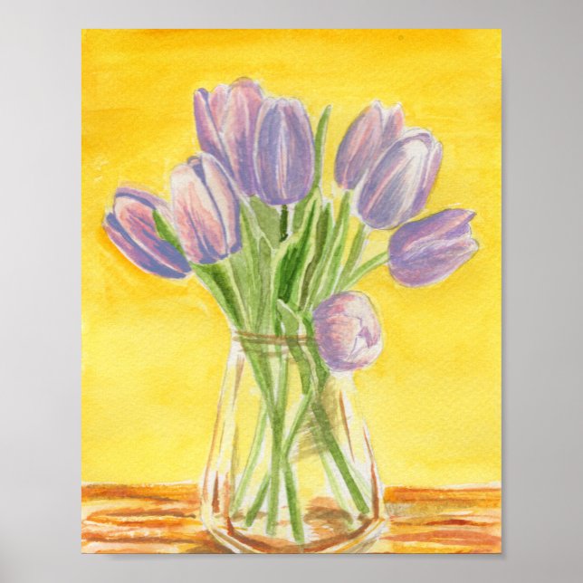 Lila Tulips Watercolor Poster (Framsidan)