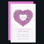 Lila tulp bröllop gäsinformation om<br><div class="desc">Tulip hjärbouquet monogram bröllop gästinformation lakan. Fin bröllop-informationsbroschyr som är perfekt för att hjälpa din gäst att förstå hur du når ditt mål för bröllop och se schema, information om logi och information om social-mediets hashtag på bröllopsdagen. Anpassa med dina egna detaljer. Söt lila blomstrar, färsk vår grönt kontur som...</div>