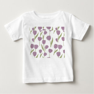 Lila Tulpan Blommönster T Shirt