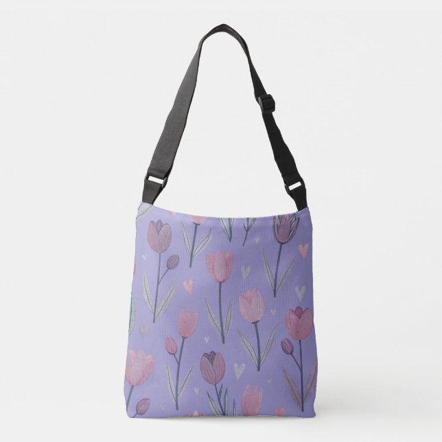 Lila Tulpan Crossbody Väska (Framsida)