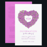 Lila tulpan hjärta bröllopsgästinformation<br><div class="desc">Tulpan hjärtbukett monogram bröllop gäst informationsblad. Vacker bröllopsinformationsfolder idealisk för att hjälpa dina gäster förstå hur man kommer till din bröllopsdestination och se schemat, boendeinformation och detaljer om sociala medier hashtag på din bröllopsdag. Anpassa med dina egna detaljer. Snygga lila mauve blommor, färsk vårgrön kontur tusch ritning i mörklila med...</div>