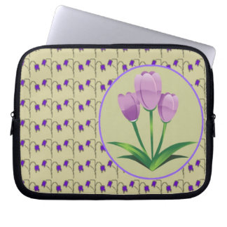 Lila tulpanblomma vintage mönster söt laptop sleeve