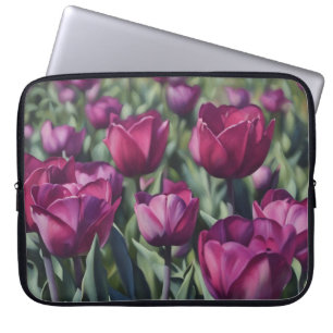 Lila tulpaner Blommig konst Laptop Sleeve Cover