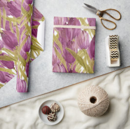 Lila tulpaner elegant akvarell presentpapper