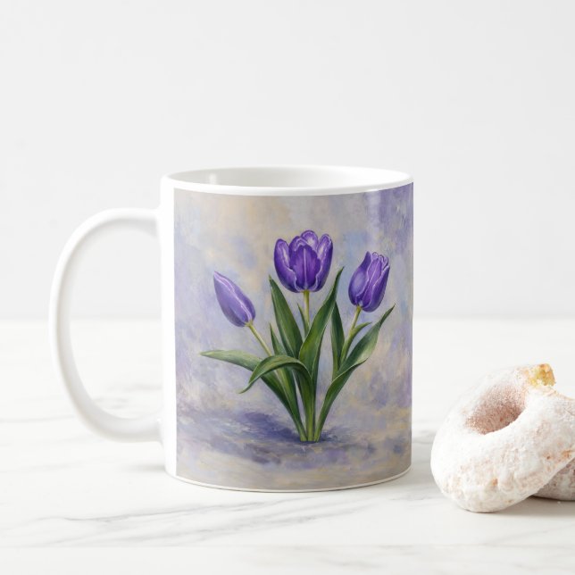Lila Tulpaner Kaffemugg (Med munk)
