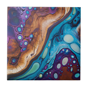 Lila Turcoise Art Ceramic Tile Kakelplatta