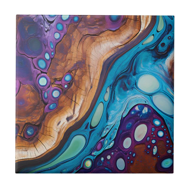Lila Turcoise Art Ceramic Tile Kakelplatta (Framsidan)