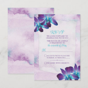 Lila Turcos Blue Dendrobium Orchid Bröllop OSA Kort