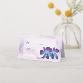 Lila Turcos Blue Dendrobium Orchid Bröllop Placeringskort