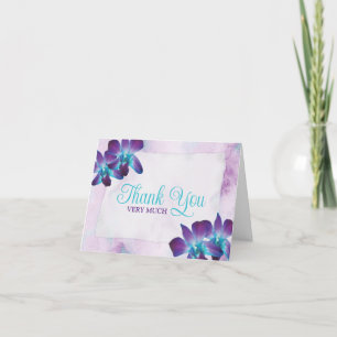 Lila Turcos Blue Dendrobium Orchid Bröllop Tack Kort