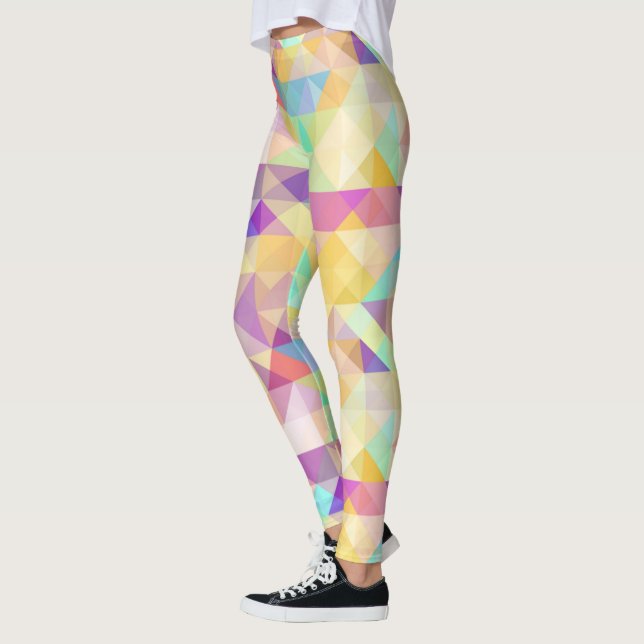 Lila Turcos Blue Grönt Rosa Art Mönster Leggings (Vänster)