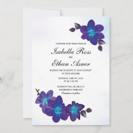Lila Turcos Blue Orchid Bröllop Inbjudningar