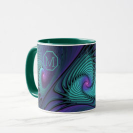 Lila Turcos modern abstrakt Fractal Monogram Mugg