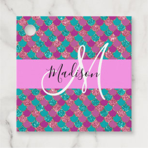 Lila Turcos Sjöjungfru Glitter Sparkles Monogram Gåvor Etiketter